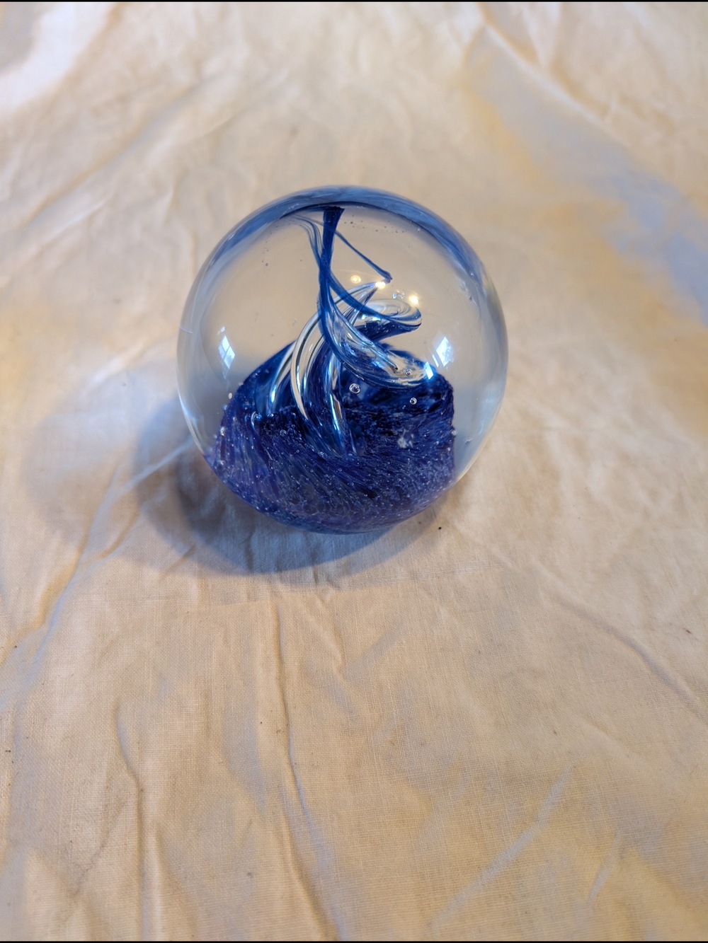 2/30$ Vintage Blue Glass Swirl Paperweight - Picture 3 of 6